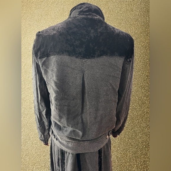 Vintage 1980s hippie BoHo velvet embroidered two piece skirt set-XL - Picture 4 of 14